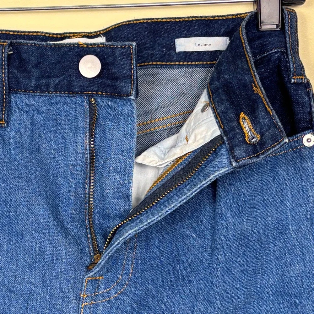 FRAME Le Jane Contrast Patchwork Jeans Indigo Women Size 26 Denim High Rise - Picture 9 of 16